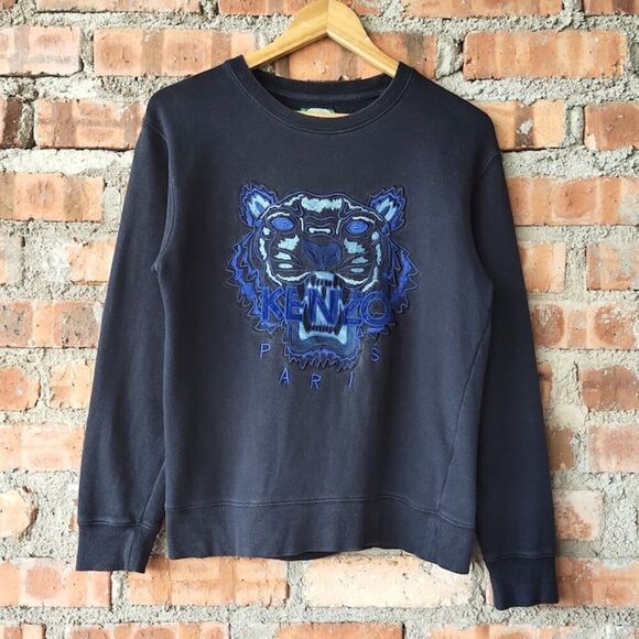 Authentic Kenzo Navy Crewneck Graphic Sweatshirt – Tiger Embroidery - Picture 1 of 11